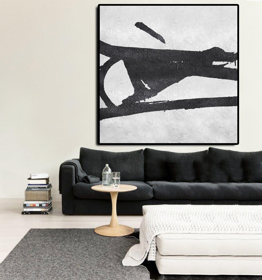 Minimal Black and White Painting #MN49A - Click Image to Close